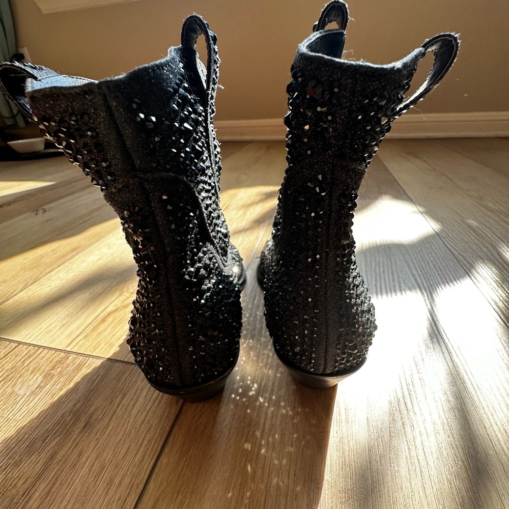 Jessica Simpson black rhinestone booties size 6 - Picture 7 of 12